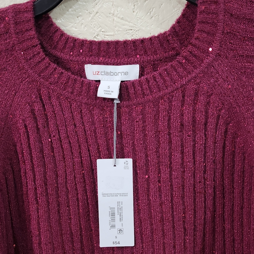 Liz Claiborne‎ Small Sweater Crew Neck Pullover New Royal Magenta